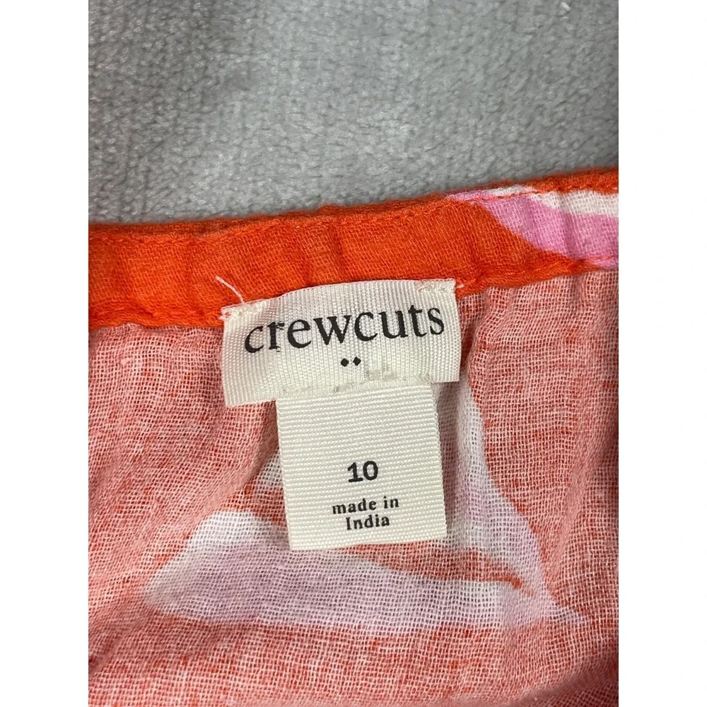 Crewcuts Girls Size 10 Orange Pink Floral Tiered Sundress Sleeveless Summer
